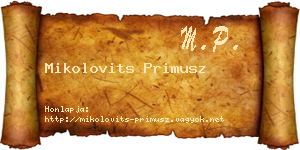 Mikolovits Primusz névjegykártya